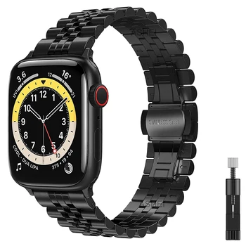 Apple watch 6 rihm 44mm 40mm iwatch se 6 5 4 3 42mm 38mm bänd luksuslik Roostevabast Terasest Äri-käevõru applewatch se