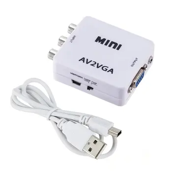 Mini HD AV2VGA Video Converter Converter 3,5 mm Audio AV-VGA Konverter Conversor PC to TV HD Arvuti TV