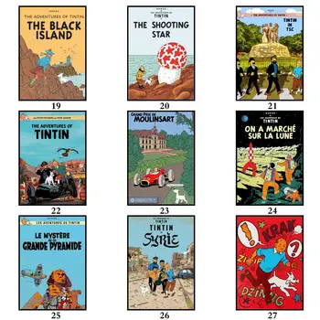 36 Kujunduse The Adventures of Tintin Whitepaper Plakat Vintage Koomiline Kodu Decal Kunsti Maali Seina Kleebis Kohvi Maja Baar