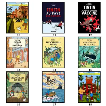 36 Kujunduse The Adventures of Tintin Whitepaper Plakat Vintage Koomiline Kodu Decal Kunsti Maali Seina Kleebis Kohvi Maja Baar