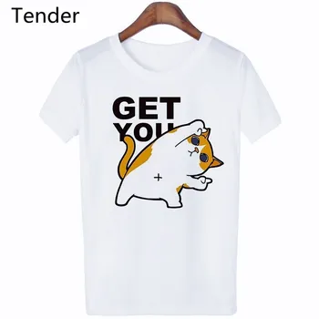 Kawaii Cat T-Särk 2020 Mood Naiste T-Särgid Esteetiline Riided Tshirt Vaba aja veetmise gpth Suvel Streetwear Naiste T-särk tops