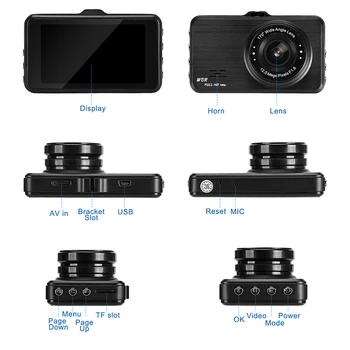 2021 Uuendatud 1080P 3-Tolline Car DVR Sõidu Diktofon FHD Dual Camera Kriips Cam 170° lainurk WDR G-Sensor Loop Salvestus