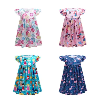 Uued Tütarlaste Suvine Kleit Lill Printsess Kleit Tüdrukute Igapäevane Casual Wear Mood Lapsed Ükssarvik Riided Nukk Trükkimine Vestidos