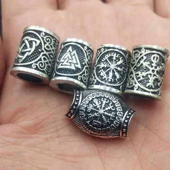 Viking Rune Juuksed Habe Valknut Vegvisir Kompass lumehelves Keldid Sõlm Trinity Võlusid jaoks Habe Suur Auk Rant Rune Käevõru DIY