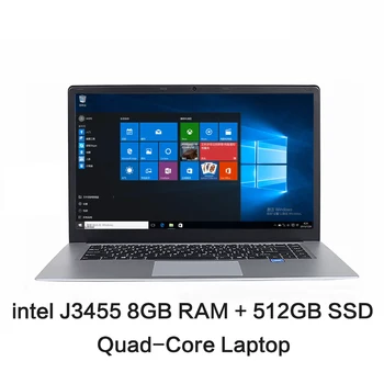 15.6 tolline Õpilane Sülearvuti intel J3455 Quad Core 8GB RAM 128GB 256GB 512 GB SSD ROM Sülearvuti Windows 10 Sülearvuti Ultrabook