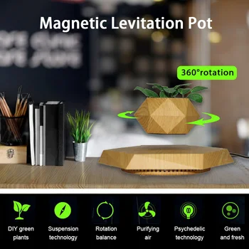 Magnetic Peatamise Lillepotis Uuenduslike Levitating Õhu Bonsai Planter T Rotatsiooni Lillepotis Ujuvad Bonsai Pott Kuusnurkne Pott