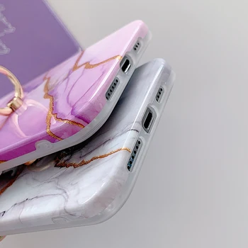 LOVECOM Kalle Marmor Koos Ringi Omanik Telefoni Case For iPhone 12 11 Pro Max XS Max XR X 7 8 Plus Juhul Pehme IMD Glitter Kaitseraud
