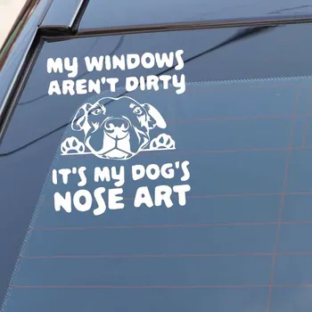Auto Kleebis, et Mu Windows Ei ole Määrdunud, See On Minu Koera Nina Art Auto Kleebis Koer PVC Decal Must/hõbe 13.7x16cm