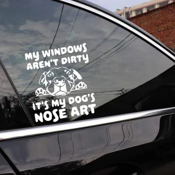 Auto Kleebis, et Mu Windows Ei ole Määrdunud, See On Minu Koera Nina Art Auto Kleebis Koer PVC Decal Must/hõbe 13.7x16cm