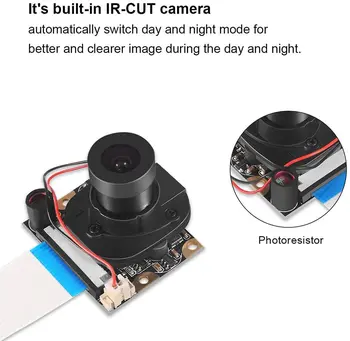 Vaarika Pi 4 B 3 B+ Kaamera Moodul Automaatne IR-Cut Lülitus Day/Night Vision Video Moodul Reguleeritav Fookus 5MP 1080p