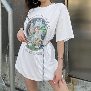 Rockmore Harajuku Ülepaisutatud T-Särk Prindi Lühikese Varrukaga T-Särk korea Suvel Y2K Graafiline Tee Egirl Esteetiline Pluss Suurus Naiste Top