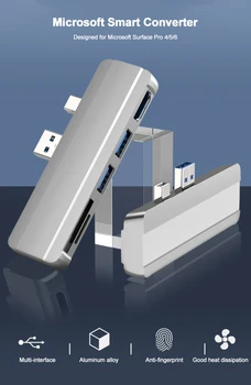 USB Hub 3.0 Adapter Dock Station Microsoft Surface Pro 4/5/6 Multi USB USB3.0 HDMI-ühilduv SD/TF Splitter Sülearvuti