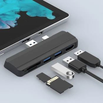USB Hub 3.0 Adapter Dock Station Microsoft Surface Pro 4/5/6 Multi USB USB3.0 HDMI-ühilduv SD/TF Splitter Sülearvuti