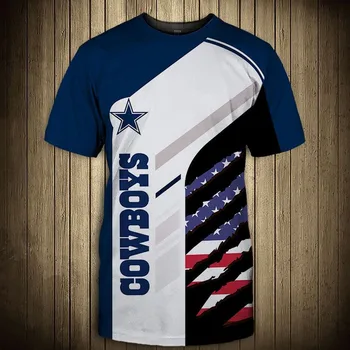 Dallas meeste mood 3d Kauboid t-särk, Sinine ja valge õmblemine Ameerika lipu blue star prindi vabaaja tops