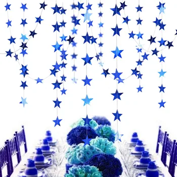 4M Glitter Royal Blue Star Moon Vanikud Paber Pool, Banner Flags Tsiitsitaja Royal Poiss Baby Shower Kids Room Kodus Kaunistused