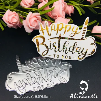 Alinacutle Kumama Hot Foil Plate Die Happy Birthday DIY Scrapbooking Paber Käsitöö Käsitöö Kaart Punch Kunst