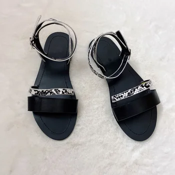 Naiste Sandaalid Naine Suve Kingad Madu Prindi Kitsas Bänd Korter Naine Pahkluu Lukk Fashion Shoes Naiste 2020 Vabaaja Jalatsid