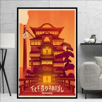 Lõuend Maali Spirited Away Hiina Filmi Hayao Miyazaki Jaapan Anime Plakat Pildid Seina Art Pilte Elutuba Home Decor
