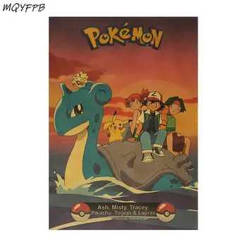 Anime Pocket Monster Jõupaber Plakat Kodus Toas Teenetemärgi Maali Seina Sticker50.5x35cm