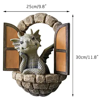 Dragon Uksest Välja Aed Vaik Kuju Väljas Aed Lohe Kuju Muru Seina Kaunistamiseks Puu Decor Ornament Solar LED Valgus