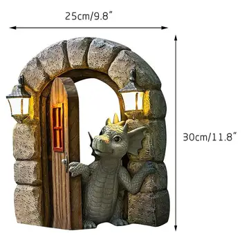 Dragon Uksest Välja Aed Vaik Kuju Väljas Aed Lohe Kuju Muru Seina Kaunistamiseks Puu Decor Ornament Solar LED Valgus