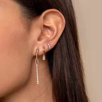 925 Sterling Silver Ear Nõela Vikerkaar Crystal Tilk Tolknema Kõrvarõngad Naistele Minimalistlik Kulla Värvi Võluv Kõrvarõngad