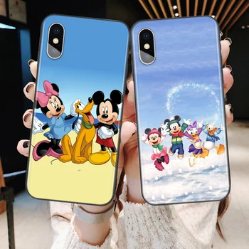 Pehme TPU Kate Disney Mickey Mouse for iPhone 12 11 SE XS-XR-X 7 8 6 5 S mini Plus Pro MAX 2020 Musta Telefoni Puhul