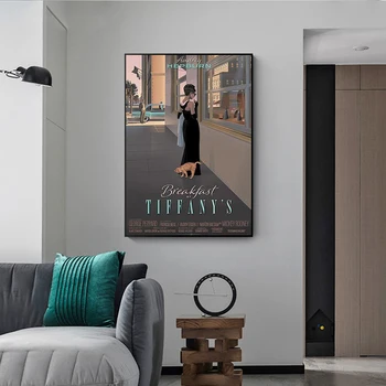 Audrey Hepburn Hommikusöök Vintage Filmi Plakatid ja Pildid Seina art Dekoratiivse Pildi Lõuendile Maalimine elutuba Home Decor
