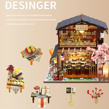 Jaapani Sushi Restoran puumaja, Mööbel Kääbus Koostu 3D Hoone Printsess Mannekeeni Maja Käsitöö Kääbus