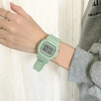 Uus Multifunktsionaalne Naised Roheline Digital Watch Tüdrukud Õpilane Kaasaskantav Randmele Käekella Pehme Bänd Käekellad Suur Dial Kell A66