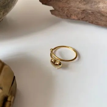 Uus Minimalistlik Kulla Värvi Südame Kujuga abielusõrmused Naiste Noor Tüdruk Lapse Kingitused Reguleeritav Tarvikud S-R889