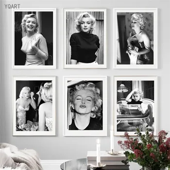 Must ja Valge Marilyn Monroe Lõuend Pildid filmitäht Plakat ja Print Seina Art Lõuend Maalid Kodu elutuba Decor