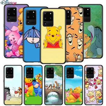 Pooh Karu Cartoon Samsung S20 FE Ultra Plus A91 A81 A71 A51 A41 A31 A21S A72 A52 A42 A02S Pehme Must Telefon Kohtuasjas