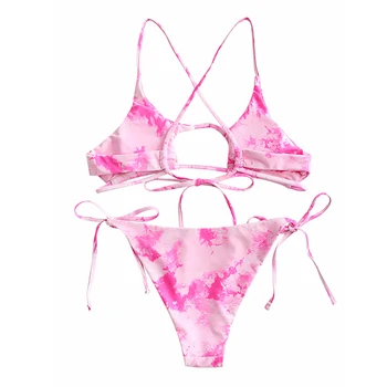 ZAFUL Supelrõivad 2021 Tie Dye Rist Cutout Bikiinid Ujumistrikoo Spagetid Rihmad Bikinis Set Polsterdatud Sexy Bikini