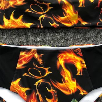 Tulekahju draakon trükitud bikiinid komplekti Olkaimeton naiste ujumistrikoo naiste Kõrge vöökoht sexy bikini 2020 Push up supelrõivad Retro trikoo