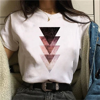 Ilus geomeetria trükitud t-särk naiste 90s Graafiline T-särk Harajuku Tops Tee Armas Lühikese Varrukaga loomade tshirt Naine Tshirts