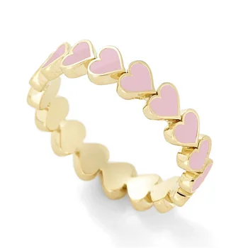 Pinkdudu Lihtne Värviline Magus Emailiga Südame Minimalistlik Gold Finger Ringi Ümbritsetud Armas Virnastamine Rõngad, Naiste Ehted PD010