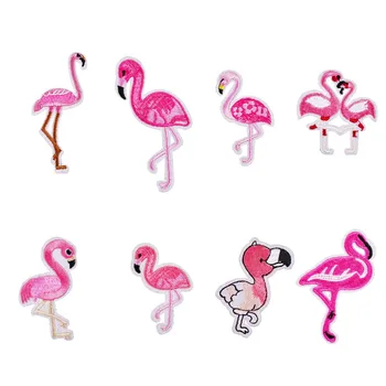 Väike Number Flamingo Roosa Armas Laste Kott Tikitud Lapiga Kleebised Rõivamanused Pääsme Plaaster
