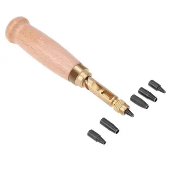 Reguleeritav Jaapani Kruvi Auk Punch Köitmine Tööriista -, Paberi-Punch -, Käsitöö-Augurauad,6 Nippi Suurused 1.5,2,2.5,3,3.5,4 mm,Puidust Käepide