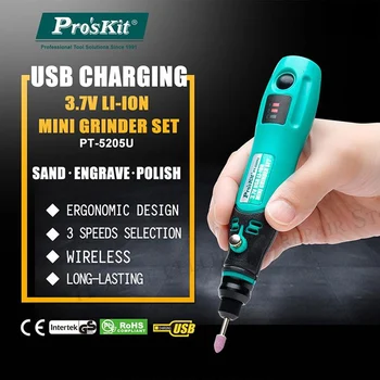 Pro'sKit PT-5205U 3.7 V Laadimine USB Elektriline Veski Set Mini Electric Drill Screwdriver Graveerija Freesimine Lihvimine Poleerimine