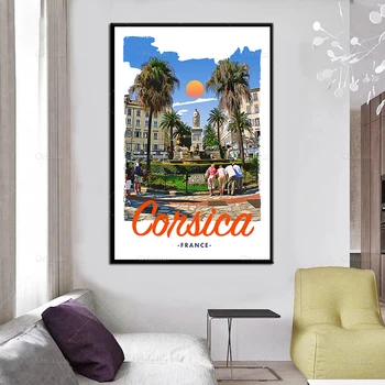 Retro Vintage Stiilis Reisi Plakat Korsika, Prantsusmaa õlimaal Plakatid ja Pildid, Lõuend Seina Art Modulaarne Pilte Home Decor