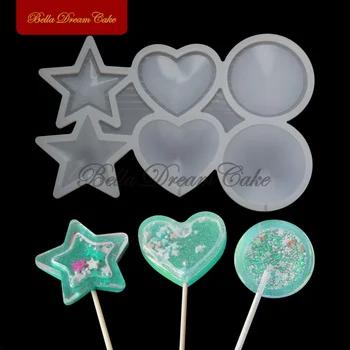 Erinevate Star/Ring/Südame Lollipop Silikoon Hallituse Šokolaadi Kook Valuvormid Sünnipäeva Kook Dekoreerimiseks Vahend, Küpsetamine Tarvikud
