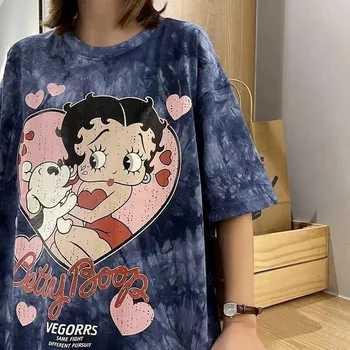 Vintage Betty Boop Anime Graafiline Print T-Särgid Streetwear Naiste Top Lühike Varrukas Casual T-Särk Lahti Harajuku Betty Tee Suve