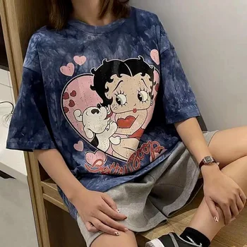 Vintage Betty Boop Anime Graafiline Print T-Särgid Streetwear Naiste Top Lühike Varrukas Casual T-Särk Lahti Harajuku Betty Tee Suve