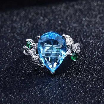 Moodsad Safiir, Topaas Sinine Ring Crystal Naiste Hõbedast 925 Ehted Koos Gemstone Luksus Printsess Aastapäeva Naine Kingitused