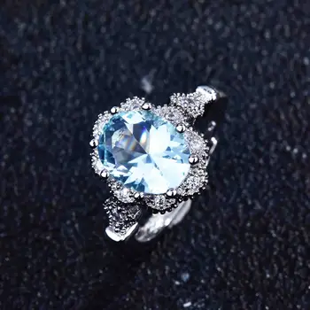 Moodsad Safiir, Topaas Sinine Ring Crystal Naiste Hõbedast 925 Ehted Koos Gemstone Luksus Printsess Aastapäeva Naine Kingitused
