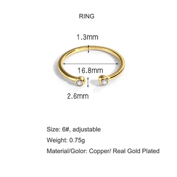 Minimalistlik Naiste muudetava suurusega Sõrmus Tsirkoon Crystal Metallist Avatud Reguleeritav Rõngas Naiste Rida Pöörlevad Ringi Ehted YCHM