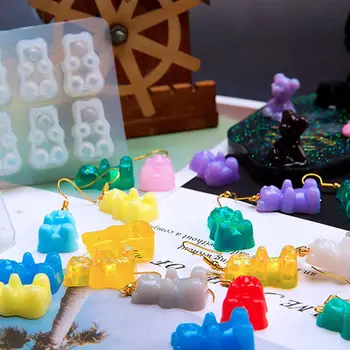 Crystal Epoksüvaik Hallituse Karu Candy Ripats DIY Crafts Casting Silikoonist Vormi Kuivatatud Lill Vaik Dekoratiivsed DIY Käsi Käsitöö