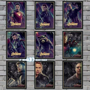 Marvel Avengers Seeria Filmi Tegelased Retro Stiilis Jõupaber Plakat Iron Man Spiderman Hulk Thor Baar Kohvik Seina Kleebis o225