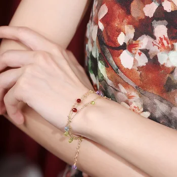 DAIMI Gypsophila värvilised gemstone käevõru naiste loomulik 14K gold Filled niši disainer